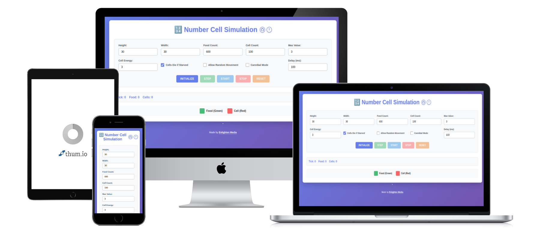 Number Cells Simulation Website