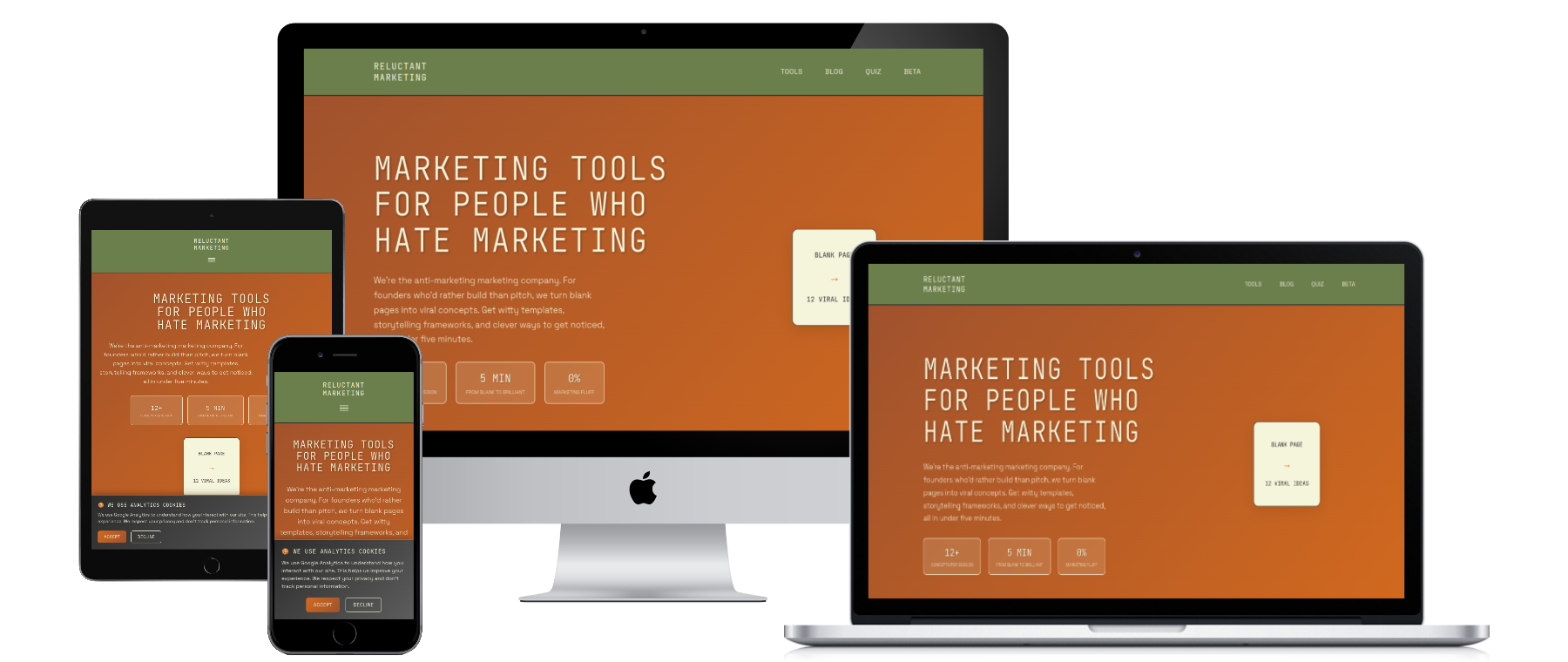 Reluctant Marketing Website